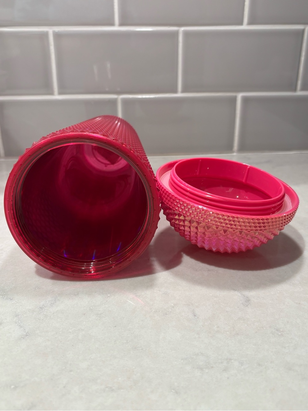 Starbucks 2023 Pink Iridescent Studded Tumbler 24oz Dome Lid Cold Cup 011167083 - Picture 3 of 7